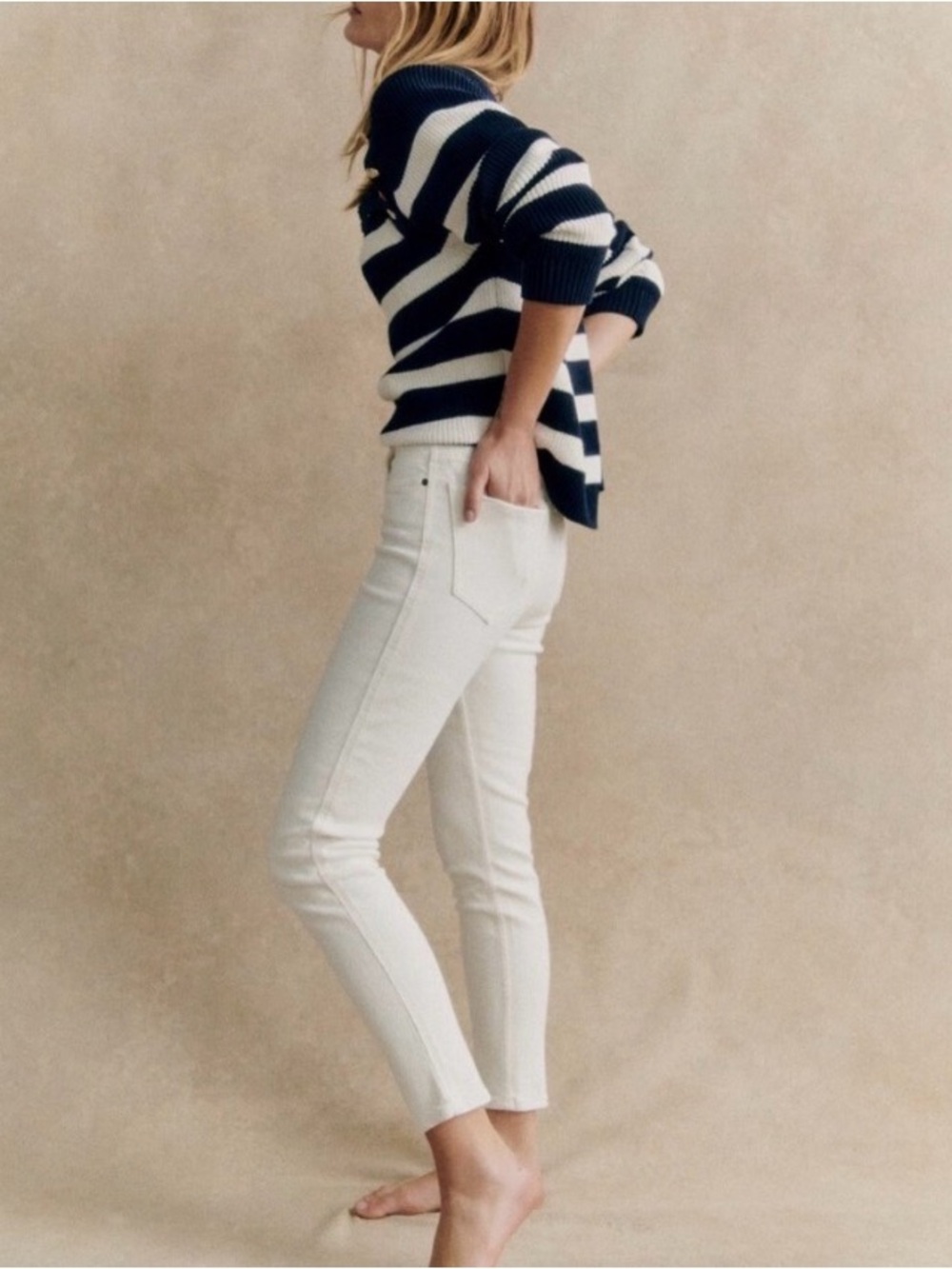 NEW! Sezane Le Slim Parfait Ecru - Size 4